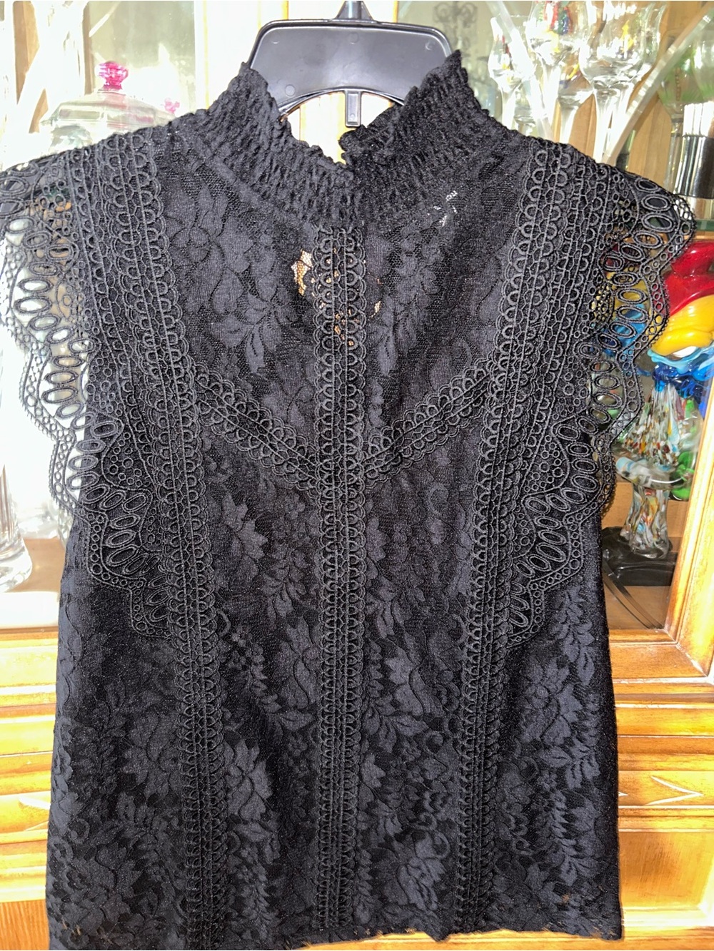 Cable & Gauge Black Lace High-Neck Cap Sleeve Blouse - New never worn.